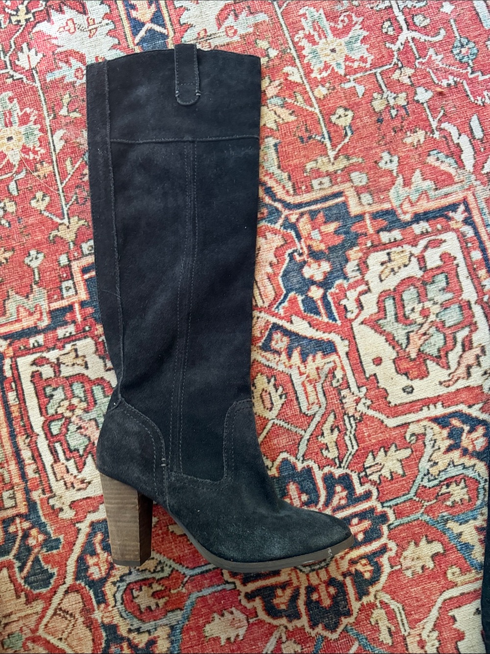 Dolce Vita Black Suede Over-The-Knee Block Heel Boots